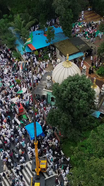 Vertical Aerial View of Milad-un-Nabi Procession Near Khopoli Dargah, Maharashtra