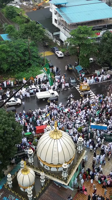 Vertical Aerial View of Milad-un-Nabi Procession Near Khopoli Dargah, Maharashtra