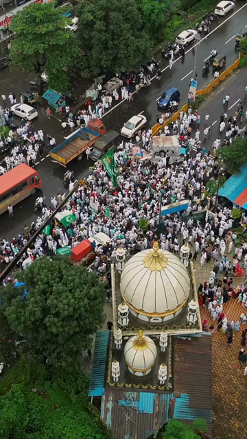 Vertical Aerial View of Milad-un-Nabi Procession Near Khopoli Dargah, Maharashtra