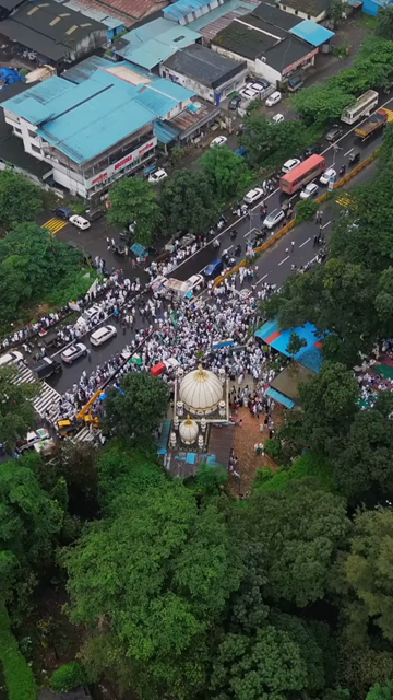 Vertical Aerial View of Milad-un-Nabi Procession Near Khopoli Dargah, Maharashtra