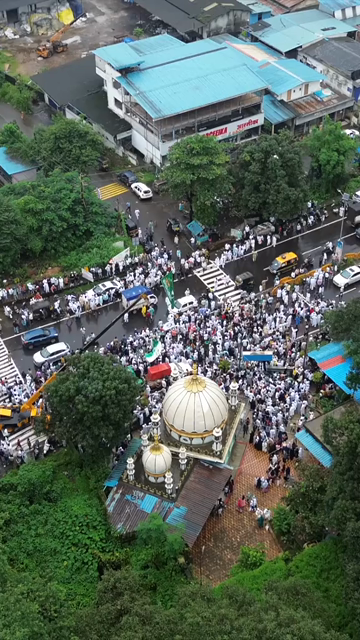 Vertical Aerial View of Milad-un-Nabi Procession Near Khopoli Dargah, Maharashtra