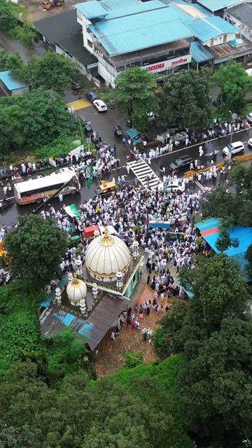 Vertical Aerial View of Milad-un-Nabi Procession Near Khopoli Dargah, Maharashtra