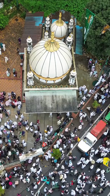 Vertical Aerial View of Milad-un-Nabi Procession Near Khopoli Dargah, Maharashtra