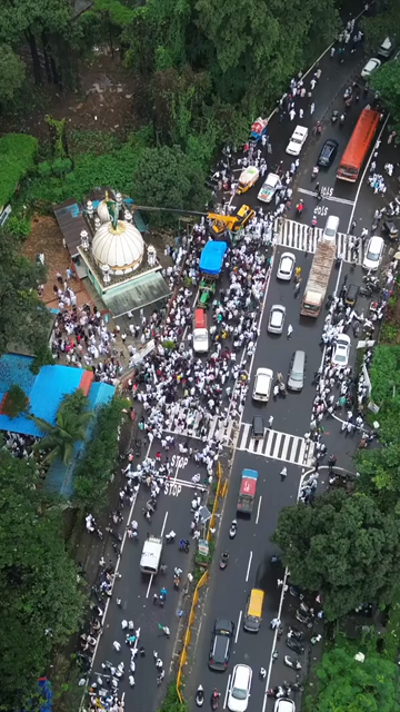 Vertical Aerial View of Milad-un-Nabi Procession Near Khopoli Dargah, Maharashtra