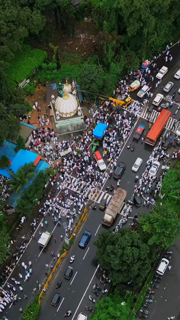 Vertical Aerial View of Milad-un-Nabi Procession Near Khopoli Dargah, Maharashtra
