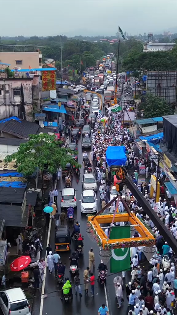 Vertical Aerial View of Milad-un-Nabi Procession Near Khopoli Dargah, Maharashtra