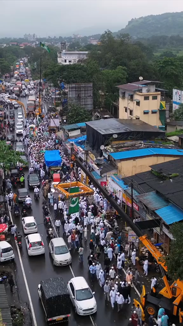 Vertical Aerial View of Milad-un-Nabi Procession Near Khopoli Dargah, Maharashtra