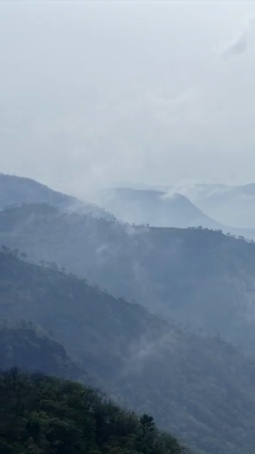 Vertical Aerial View of Misty Hills and Forested Valleys Near Jam Gate Mhow Madhya Pradesh