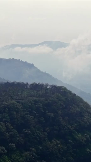 Vertical Aerial View of Misty Hills and Forested Valleys Near Jam Gate Mhow Madhya Pradesh