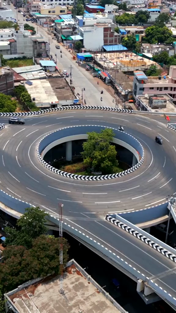 Vertical Aerial View of Modern Circular Flyover in Jabalpur, India
