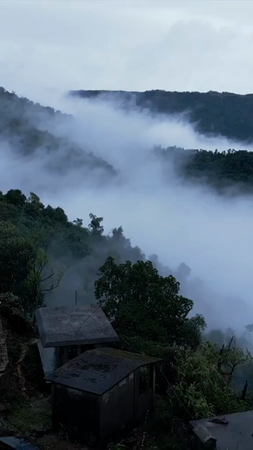 Vertical Aerial View of Monsoon Clouds Over Meghalaya, India