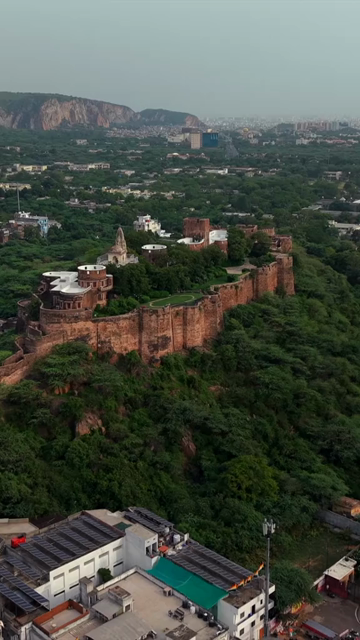 Vertical Aerial View of Moti Dungri Fort Jaipur Rajasthan India