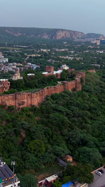 Vertical Aerial View of Moti Dungri Fort Jaipur Rajasthan India