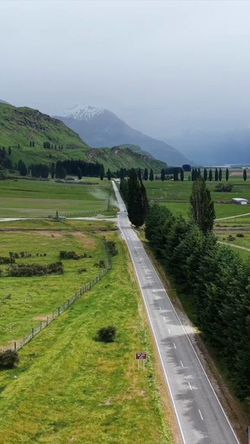 Vertical Aerial View of Mount Aspiring Road Near Wanaka in New Zealand