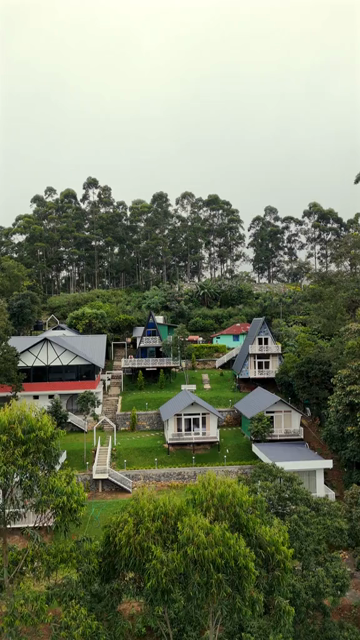 Vertical Aerial View of Scenic Mountain Resort in Kerala