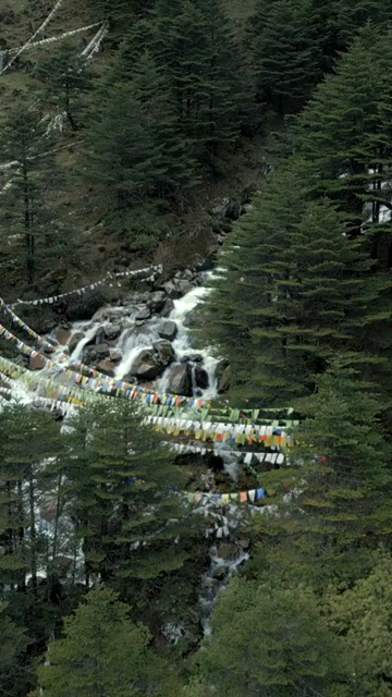 Vertical Aerial View of Mountain Waterfall in Tawang