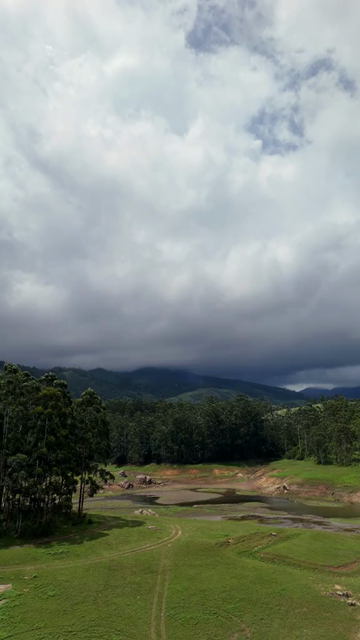 Vertical Aerial View of Scenic Mountain Landscape and Lake in Kerala India