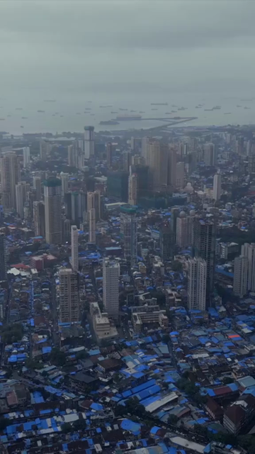 Vertical Aerial View of Mumbai Cityscape and Dense Urban Skyline Maharashtra