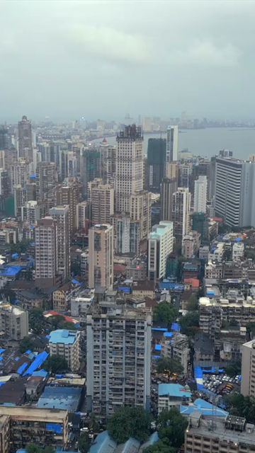 Vertical Aerial View of Mumbai Cityscape and Dense Urban Skyline Maharashtra
