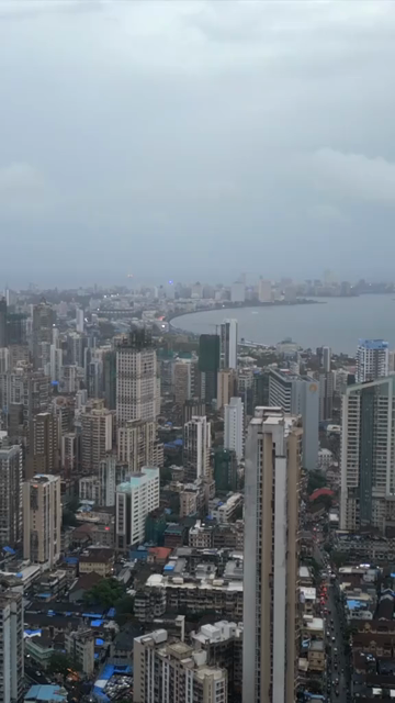 Vertical Aerial View of Mumbai Cityscape and Dense Urban Skyline Maharashtra
