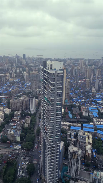 Vertical Aerial View of Mumbai Cityscape and Dense Urban Skyline Maharashtra
