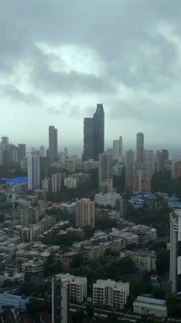 Vertical Aerial View of Mumbai Cityscape and Dense Urban Skyline Maharashtra