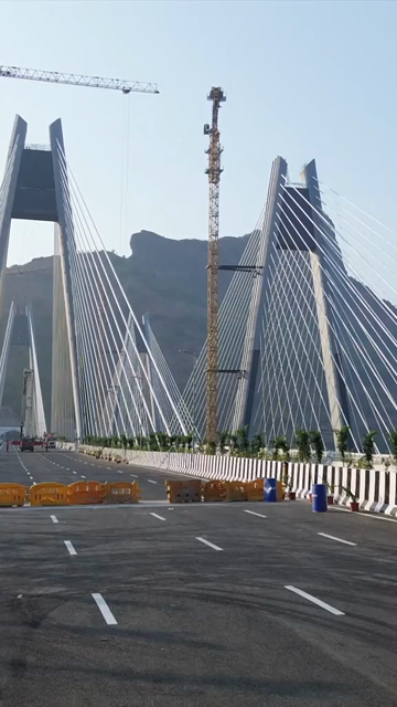 Vertical Aerial View of Mumbai–Pune Expressway Missing Link Cable-Stayed Bridge
