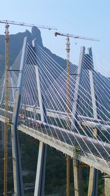 Vertical Aerial View of Mumbai–Pune Expressway Missing Link Cable-Stayed Bridge