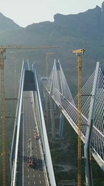 Vertical Aerial View of Mumbai–Pune Expressway Missing Link Cable-Stayed Bridge
