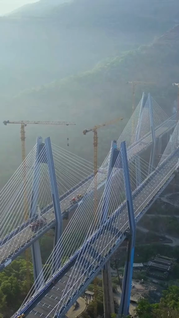 Vertical Aerial View of Mumbai–Pune Expressway Missing Link Cable-Stayed Bridge