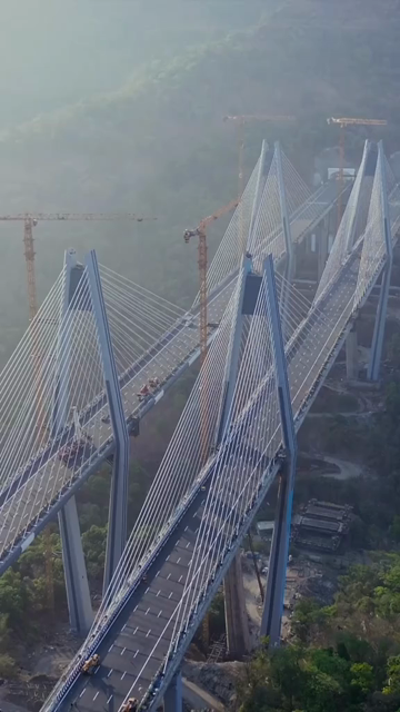 Vertical Aerial View of Mumbai–Pune Expressway Missing Link Cable-Stayed Bridge