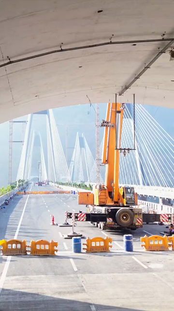 Vertical Aerial View of Mumbai–Pune Expressway Missing Link Cable-Stayed Bridge
