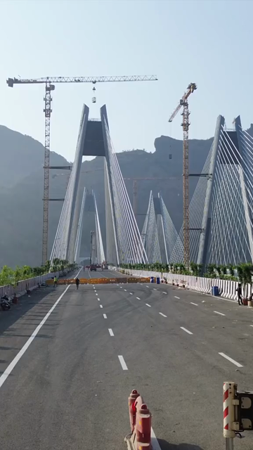 Vertical Aerial View of Mumbai–Pune Expressway Missing Link Cable-Stayed Bridge