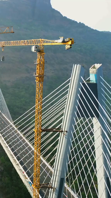 Vertical Aerial View of Mumbai–Pune Expressway Missing Link Cable-Stayed Bridge