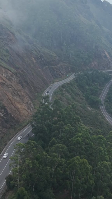 Vertical Aerial View of Scenic Mountain Roads and Tea Plantations in Munnar Kerala India