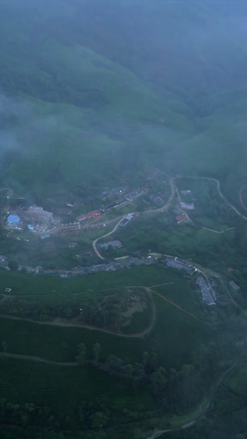 Vertical Aerial View of Scenic Mountain Roads and Tea Plantations in Munnar Kerala India