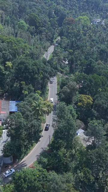 Vertical Aerial View of Scenic Mountain Roads and Tea Plantations in Munnar Kerala India