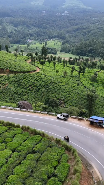 Vertical Aerial View of Scenic Mountain Roads and Tea Plantations in Munnar Kerala India