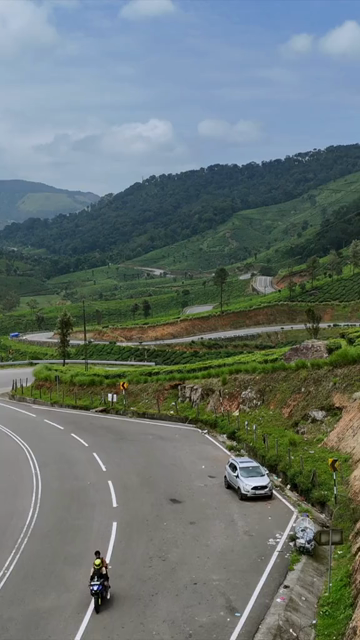 Vertical Aerial View of Scenic Mountain Roads and Tea Plantations in Munnar Kerala India