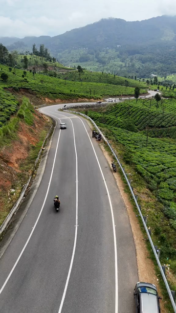 Vertical Aerial View of Scenic Mountain Roads and Tea Plantations in Munnar Kerala India
