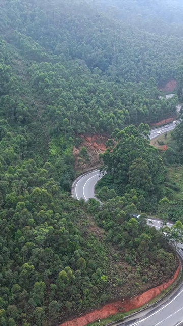 Vertical Aerial View of Scenic Mountain Roads and Tea Plantations in Munnar Kerala India