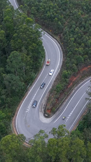 Vertical Aerial View of Scenic Mountain Roads and Tea Plantations in Munnar Kerala India