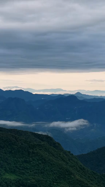 Vertical Aerial View of Mussoorie Amid Monsoon Clouds, Uttarakhand, India