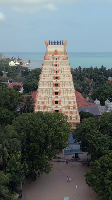 Vertical Aerial View of Naguleswaram Temple Keerimalai Jaffna Sri Lanka