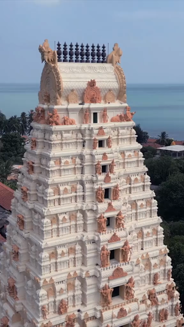 Vertical Aerial View of Naguleswaram Temple Keerimalai Jaffna Sri Lanka