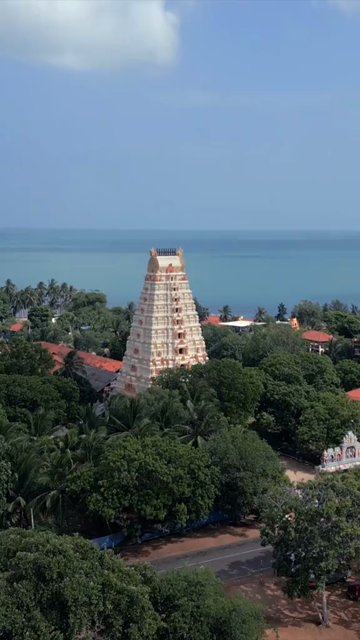 Vertical Aerial View of Naguleswaram Temple Keerimalai Jaffna Sri Lanka