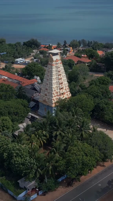 Vertical Aerial View of Naguleswaram Temple Keerimalai Jaffna Sri Lanka