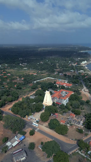 Vertical Aerial View of Naguleswaram Temple Keerimalai Jaffna Sri Lanka