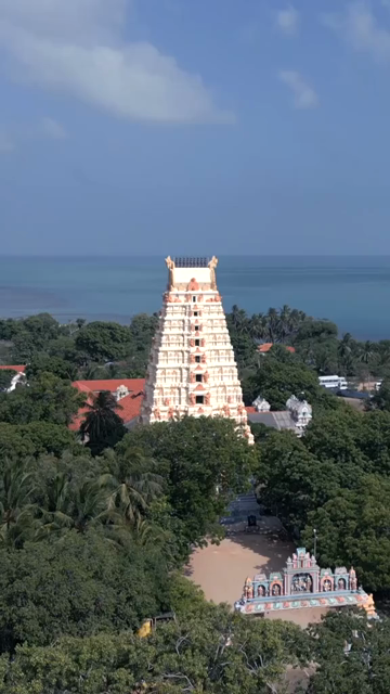 Vertical Aerial View of Naguleswaram Temple Keerimalai Jaffna Sri Lanka