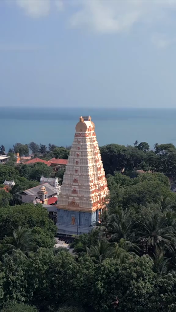 Vertical Aerial View of Naguleswaram Temple Keerimalai Jaffna Sri Lanka